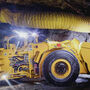 A Komatsu underground loader in a mine.