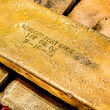 Stack of large gold bars from the Gil deposit at the Fort Knox Mine in Alaska.