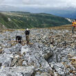 Geologist exploring lithium enriched pegmatites in western Canada.