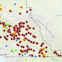 A map of the active fires currently ongoing in the Yukon territory, Canada.