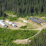 Aerial view of 50-person exploration camp and drill core storage in Northern BC.