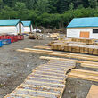 Boxes of drill core stacked and laid out at the Eskay exploration camp in BC.