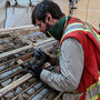 Geologist logs drill core at the Lawyer’s mineral exploration property, BC.
