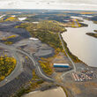 Beautiful landscape aerial photo of Nighthawk Gold’s camp in NWT.