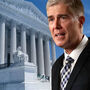 Justice Neil Gorsuch and the U.S. Supreme Court building.