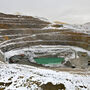 Minto Mine open pit during a frosty day in Yukon, Canada.