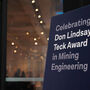 Welcoming sign at the Don Lindsay Teck Award in Mining Engineering event.