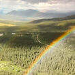 A rainbow touches down near the Bornite exploration camp in Northwest Alaska.