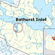 Map showing Bathurst Inlet in Nunavut, Canada.