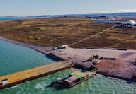 A barge delivers goods to Back River during the ice-free summer days in Nunavut.