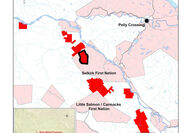 A map showing the many mining claims of Minto Metals in Yukon Territory.
