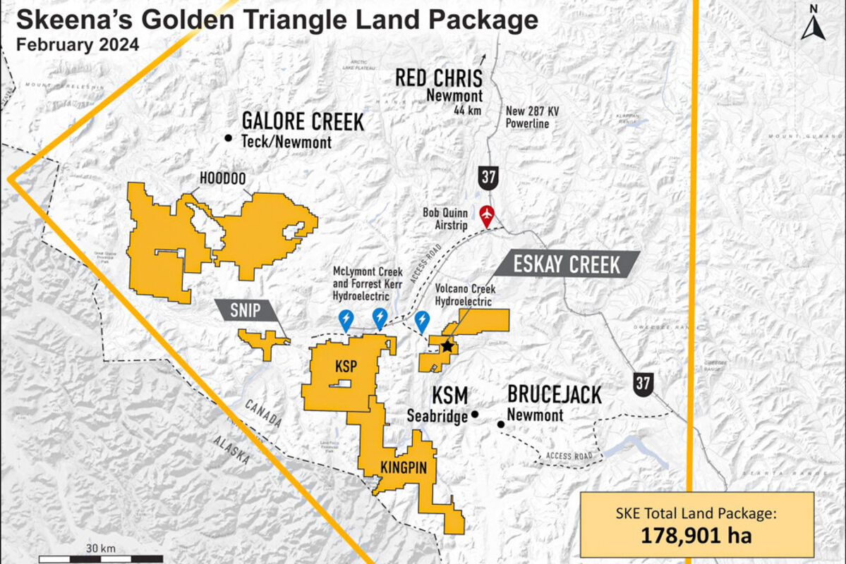 Map of Skeena Resources’ various properties within Golden Triangle, BC.