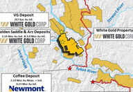Map showing White Gold's White Gold property in the White Gold District.