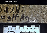 Section of core with nickel and other energy metals in graphitic schist.