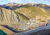 Aerial view of camp and processing facilities at the Prairie Creek zinc mine.
