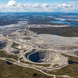 The Ekati diamond mine is surrounded by lakes found on a flat arctic expanse.