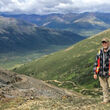 Stratabound president and CEO Kim Tyler on a ridge at Golden Culvert in Yukon.
