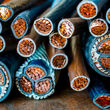 Copper cables used for electrical transmission.
