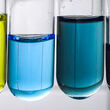 Vials showing the colors of vanadium in four states of oxidation.