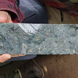 Closeup of mineralized core from drilling in the Eureka Zone at Nikolai.