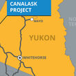 A map of Yukon, Canada, showing Canalask near the Canada-Alaska border.