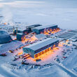 Aerial view of the Meadowbank gold mine in Nunavut during the winter.