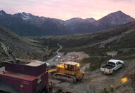 Sunset over Fireweed Metals' Macmillan Pass project in Yukon, Canada.