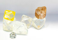 A selection of rough, polished diamonds found at Gahcho Kué.