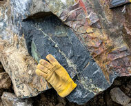 A copper-rich bolder uncovered while building a road at the NICO project, NWT.