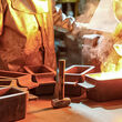 Molten gold being poured into bars at Kinross Alaska’s Fort Knox Mine.