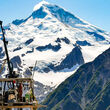 Drill rig snow covered mountain JT deposit CIRI lands Alaska