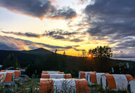 Bornite camp tents sunset Upper Kobuk Mineral Project Ambler Mining District