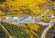 Aerial view of Northern Star’s Pogo gold mine on fall day in Interior Alaska.