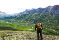 Fireweed geologist overlooks Macmillan Pass within Yukon’s Selwyn Basin.