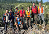 Members of the Snowline geological team near the discovery outcrops at Valley.