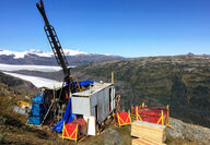 A drill tests for gold, silver atop a ridge at Kitsault Valley in Northern BC.