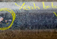 Copper in drill core is circled and exclaimed with “Yeah baby!” in yellow.