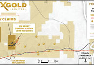 Map of Felix Gold’s Treasure Creek property and newly opened claims.