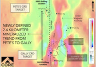 Map of newly defined mineralized trend at the Silver Lime project in BC.
