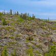 The rocky outcrops found in Northwest Territories, Canada.