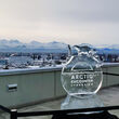 An ice sculpture built for the 2023 Arctic Encounter Symposium.