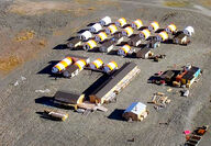 Aerial shot of Nighthawk Gold’s exploration camp in NWT, Canada.