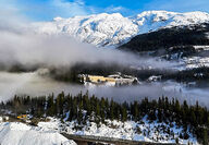 Banks of clouds above and below the Ascot mill on a winter day in BC.