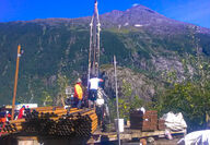 Crew working on drill rig at Grande Portage’s Herbert Gold project.