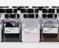 Bottles of rare earth elements produced at REEtech facility in northern Europe.