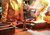 Molten gold being poured into bars at Kinross Alaska’s Fort Knox Mine.