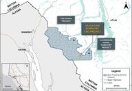 Map of the large Blue mineral exploration property on the BC-Alaska border.