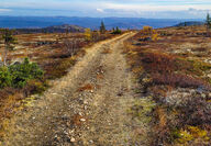 Two-track trail across the Flat gold property in Southwest Alaska.