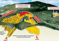 Graphic showing proposed Lawyers open pit mines and deeper expansion targets.