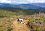 Drill rig on Raven gold exploration target Yukon Territory